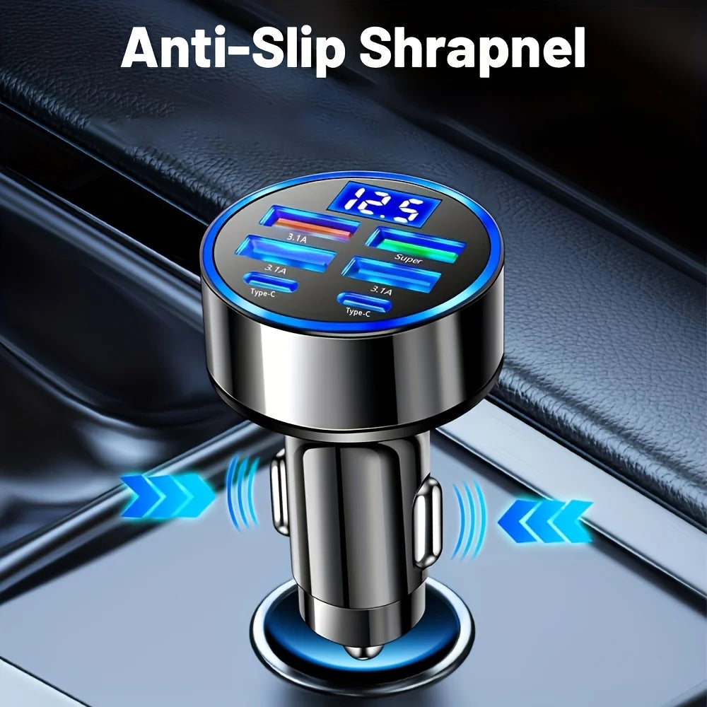 6-in-1 Fast Car Charger with Dual USB-C & Digital Display ⭐