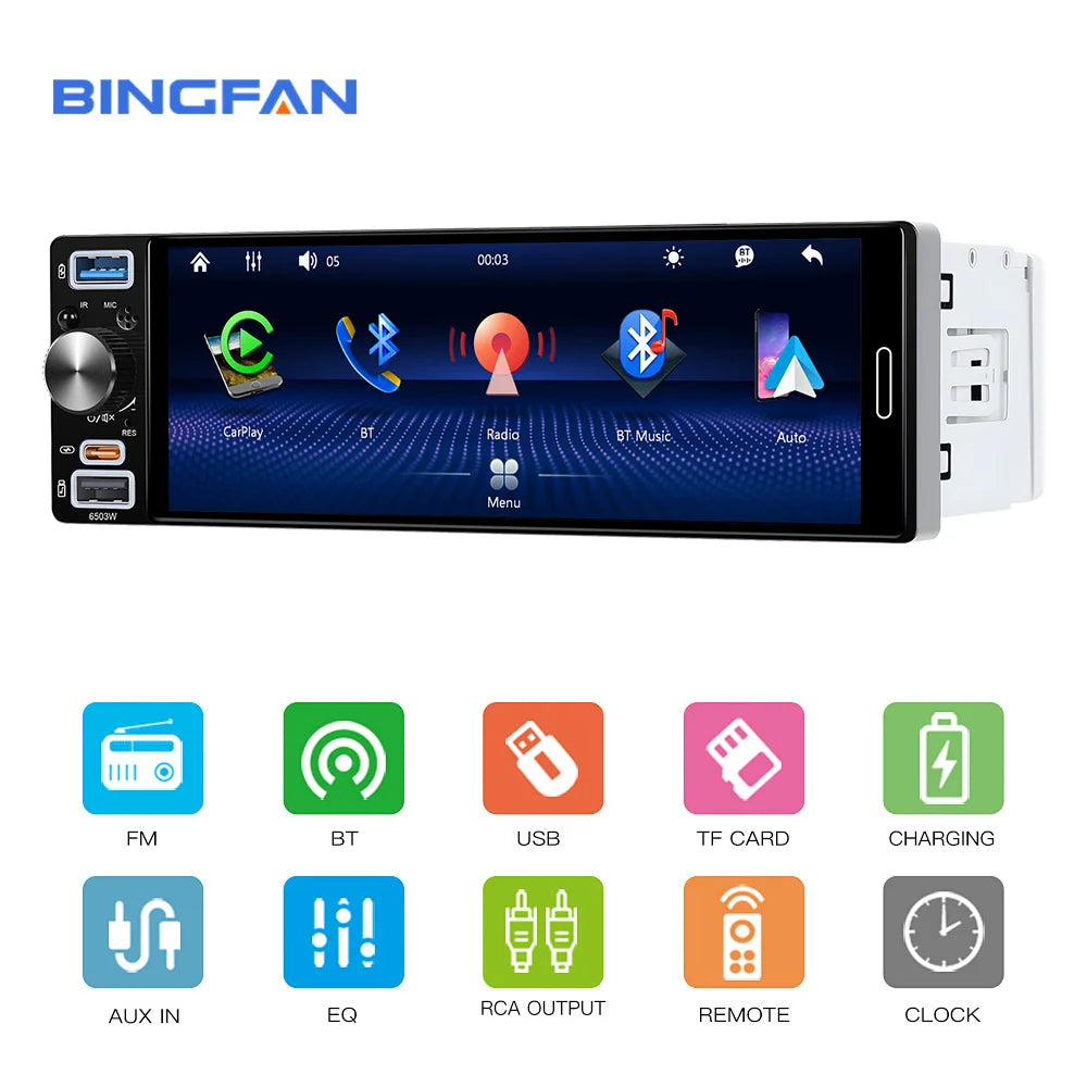 6.5" Touchscreen Car Multimedia Player with Wireless CarPlay, Android Auto & GPS