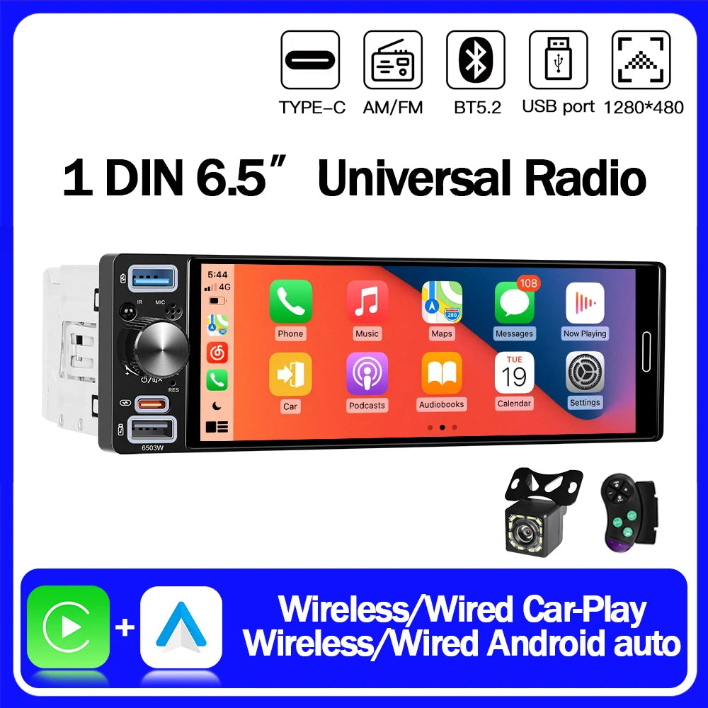 6.5" Touchscreen Car Multimedia Player with Wireless CarPlay, Android Auto & GPS