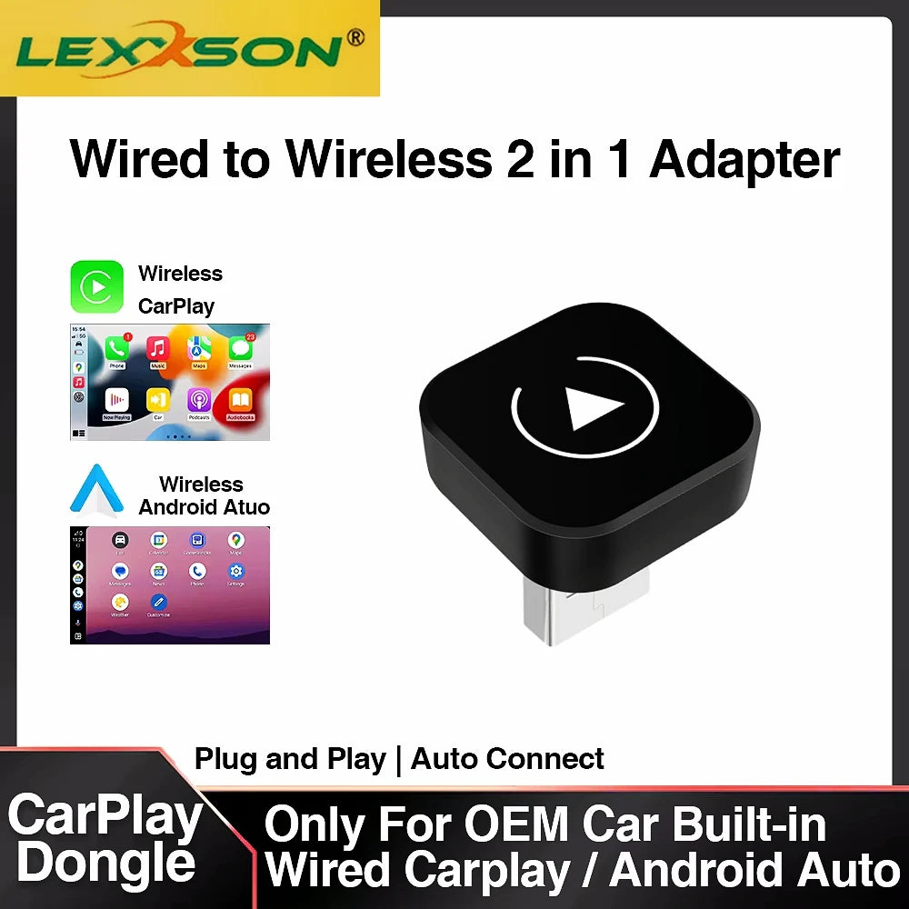 2-in-1 Wireless CarPlay & Android Auto AI Smart Box Adapter
