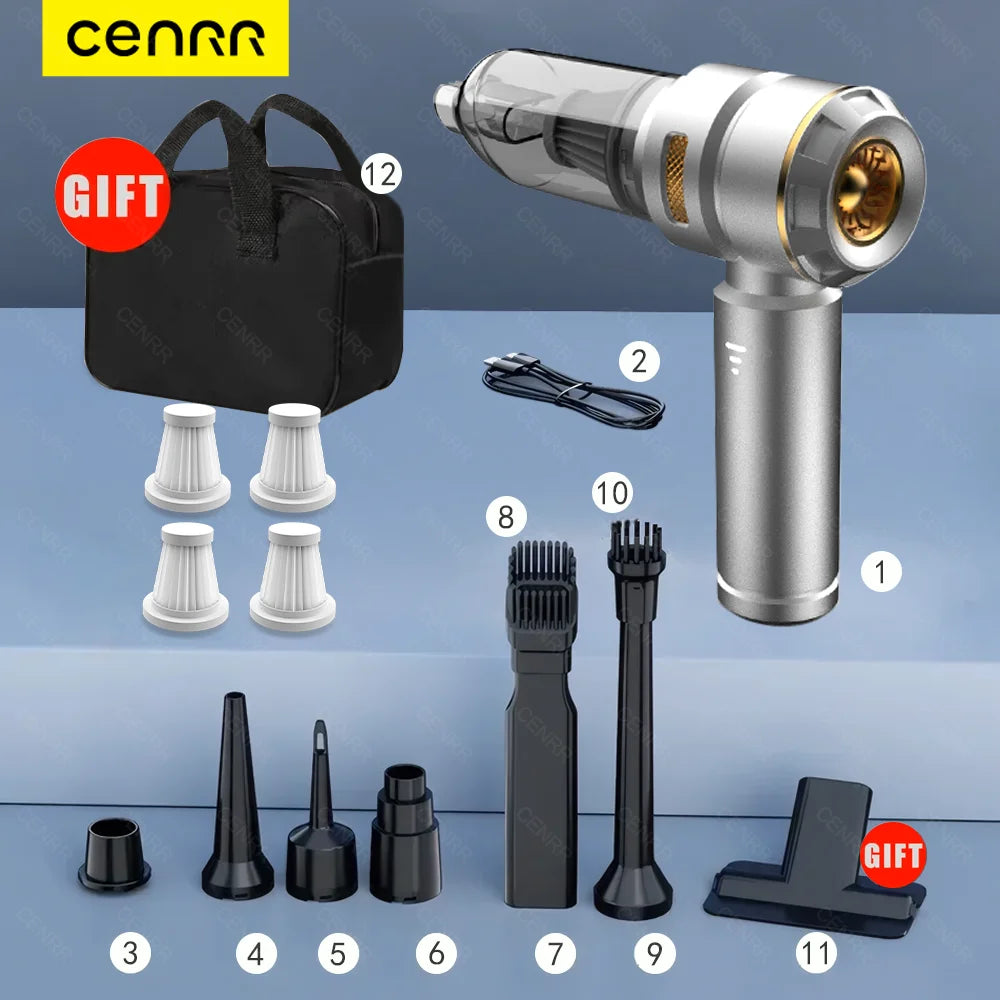 Powerful Portable Wireless Car Vacuum Cleaner – Handheld Rechargeable Vacuum for Car Cleaning