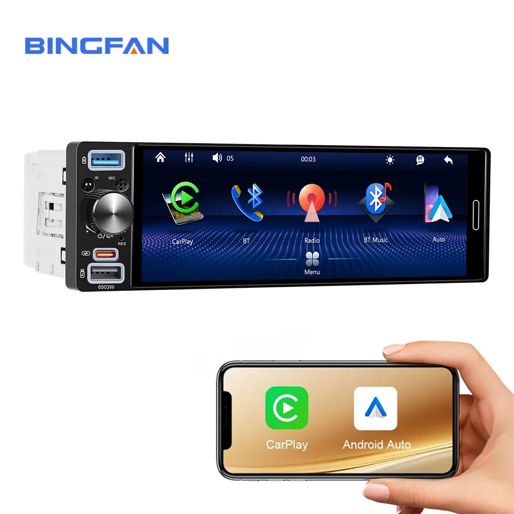 6.5" Touchscreen Car Multimedia Player with Wireless CarPlay, Android Auto & GPS
