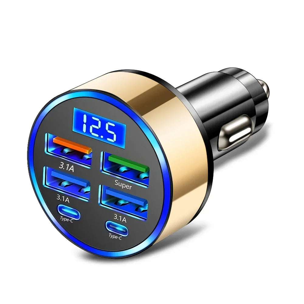 6-in-1 Fast Car Charger with Dual USB-C & Digital Display ⭐